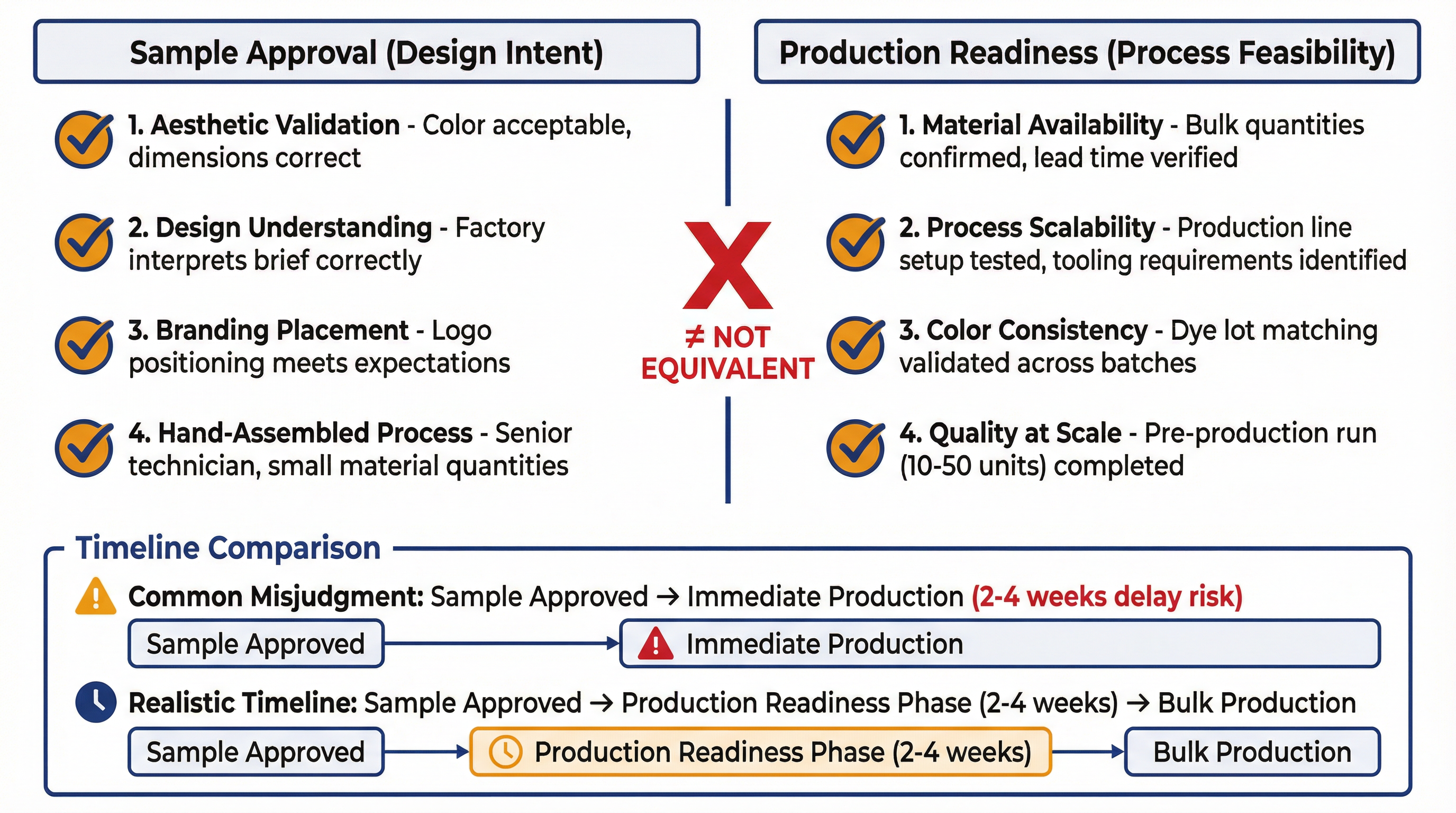 Sample Approval vs Production Readiness Matrix